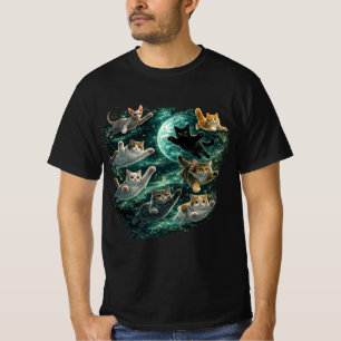 T-shirt Chats volants dans la galaxie Vintage 90s Drôle Ga