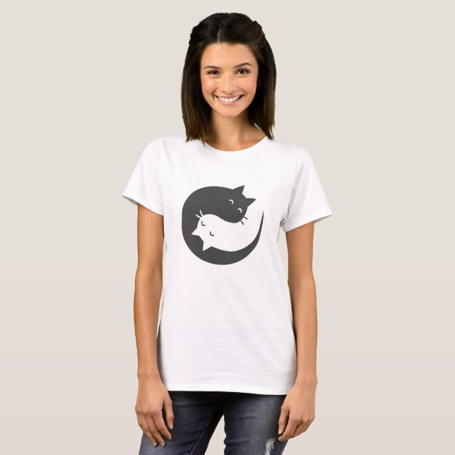 T-shirt Chats yin et yang mandala - Choisissez le colo arr (Devant entier)