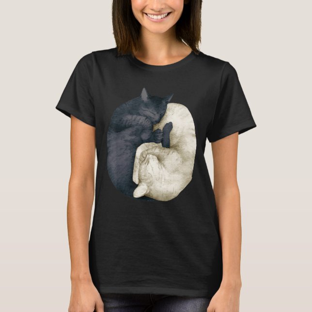 T-shirt chats yin yang  2 (Devant)