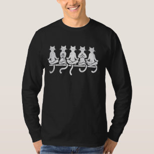 T-shirt Chats Yoga Pots minimaliste Art - Funny Zen Chat M
