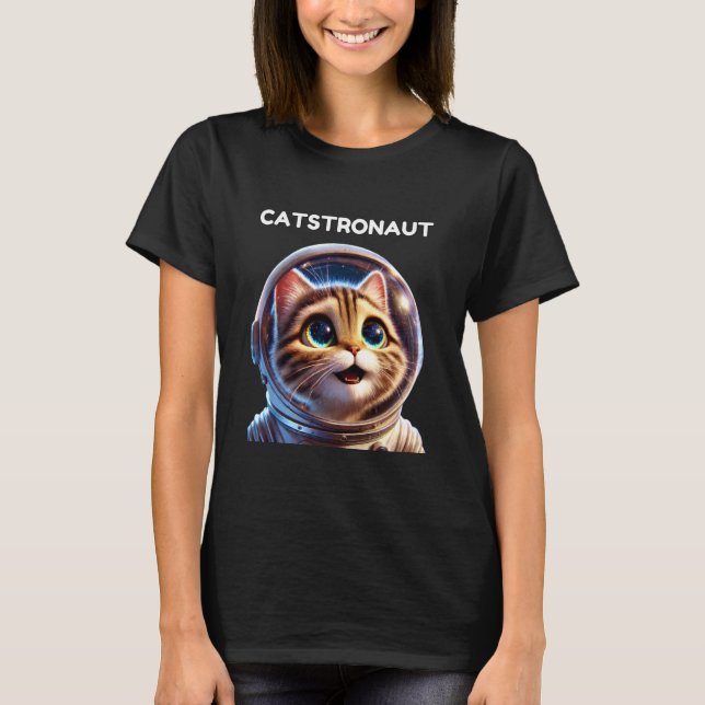 T-shirt Chatstronaute, Chat Astronaute, Chat de l'Espace,  (Devant)