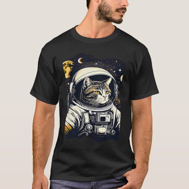 T-shirt Chatstronaute Chat Astronaute Illustration Espace  (Devant)