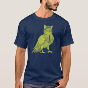 T-shirt Chatte amusant portant un pigeon faisant du dessin