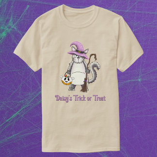T-shirt Chatte Blanche Sorcière Friandises Fantaisistes d'