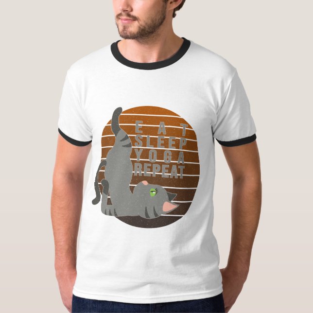 T-shirt Chatte drôle faisant du yoga. (Devant)