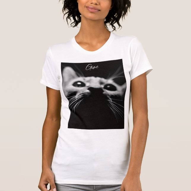 T-shirt chatte femme donner chemise (Devant)