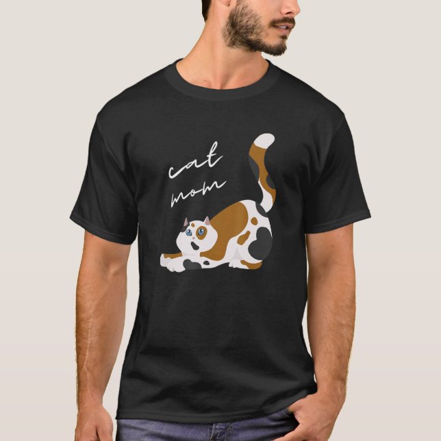 T-shirt Chatte maman noire blanche et fauve pour chat (Devant)
