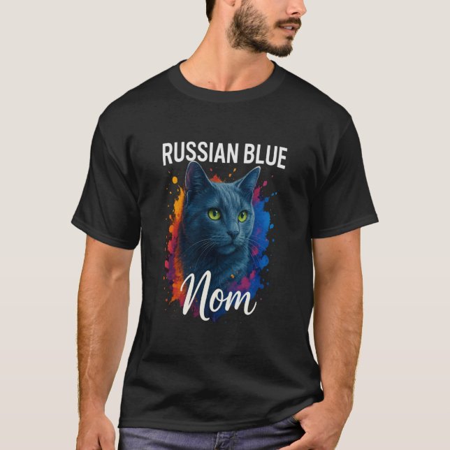 T-shirt Chatte mère Bleu Russe Maman Bleu Russe (Devant)
