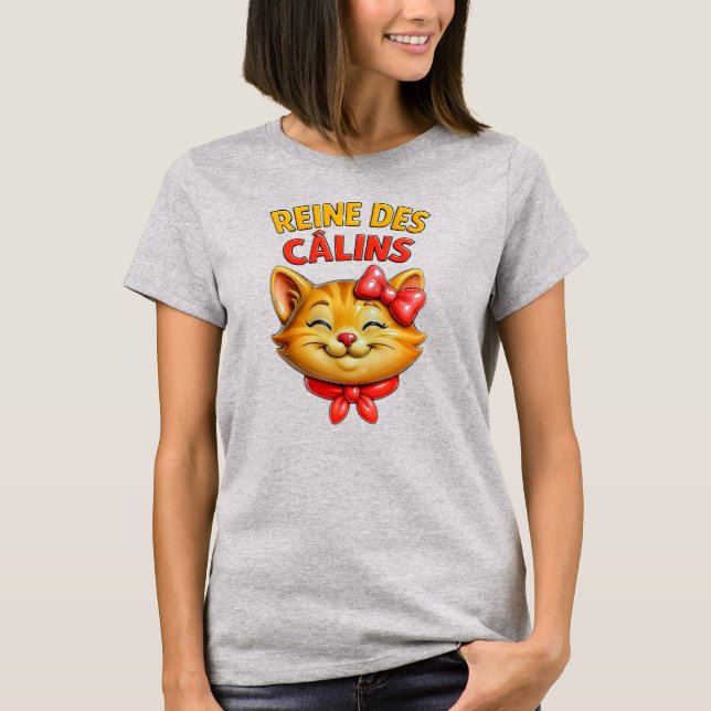 T-shirt Chatte mignonne câline (Devant)