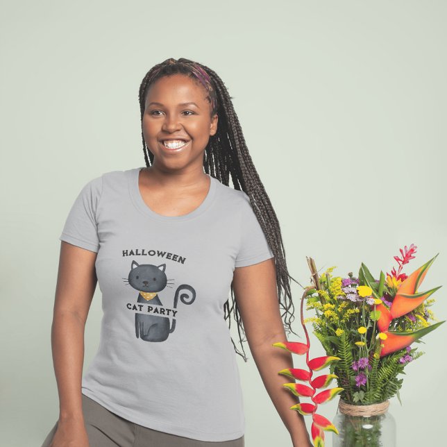 T-shirt chatte noire mignonne femme de la fête d'halloween (Créateur téléchargé)