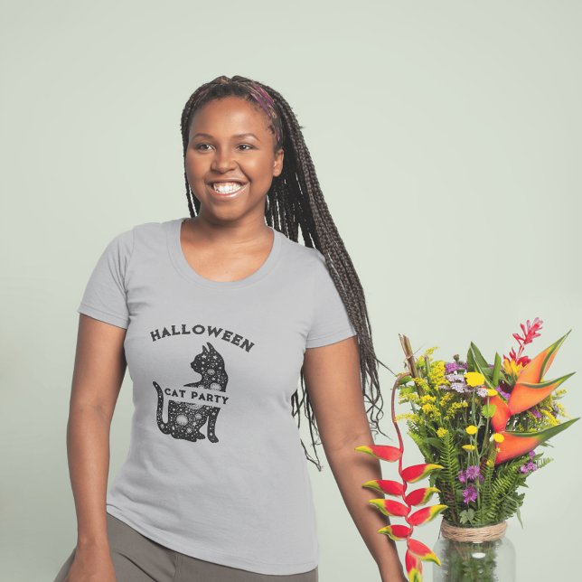 T-shirt chatte noire mignonne femme de la fête d'halloween (Créateur téléchargé)