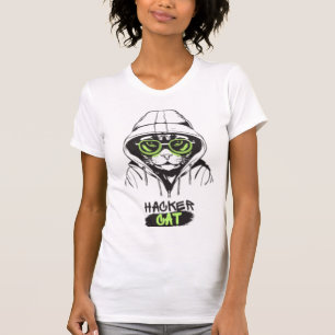 T-shirt Chatte pirate Cyberpunk Technologie Féminine Graph