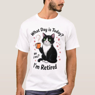 T-shirt Chatte Retraitée Drôle Thé Relaxée Humour