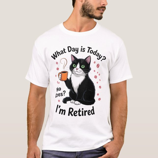 T-shirt Chatte Retraitée Drôle Thé Relaxée Humour (Devant)