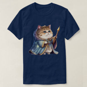 T-shirt chatte royale mignonne portant un manteau bleu et