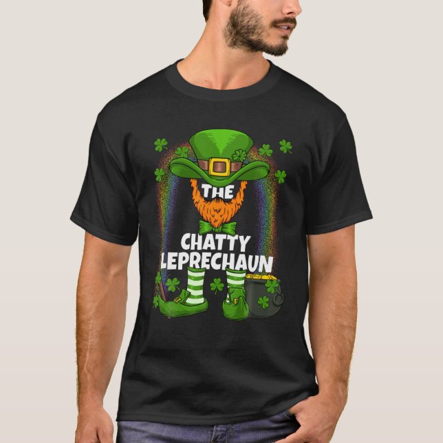T-shirt Chatty Leprechaun Famille Jour de la Saint Patrick (Devant)