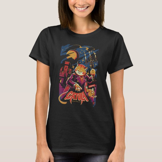 T-shirt Chatula Le Vampire Dracula Monstre Chat  Miaou Ca (Devant)