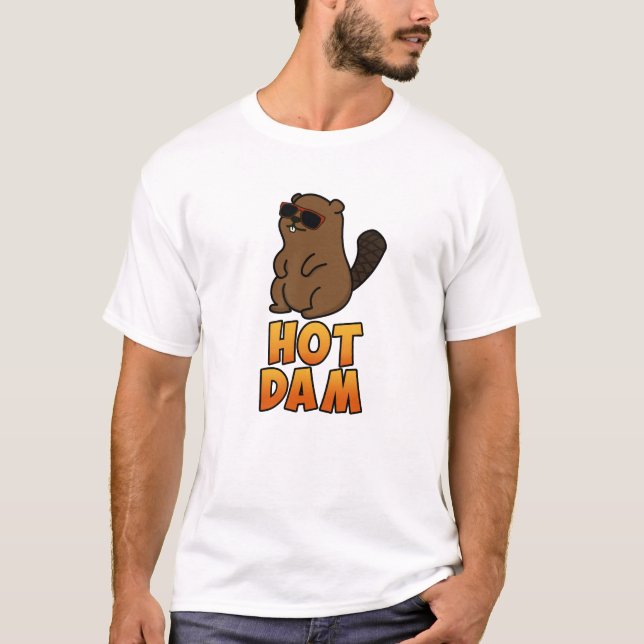 T-shirt Chaud Dam Funky Cool Beaver Pun (Devant)