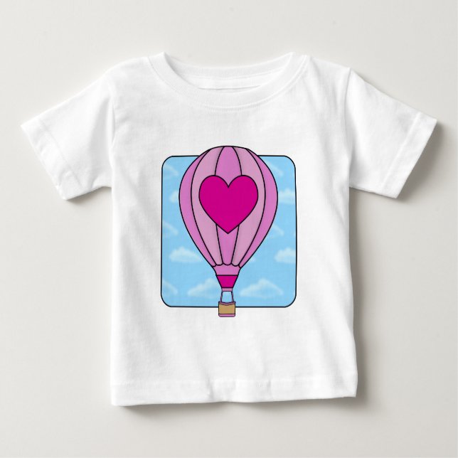 T-shirt chaud de ballon à air de coeur rose (Devant)