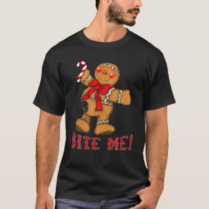 T-shirt Chaud de Noël moche me mordre Gingerbread Homme T 