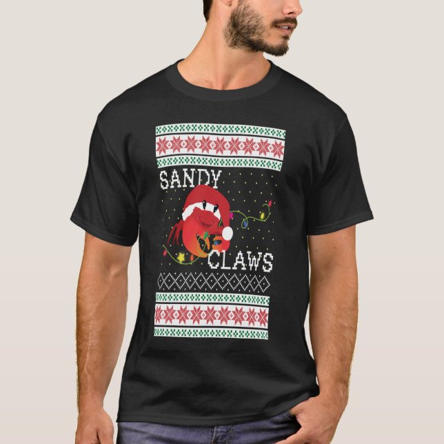T-shirt Chaud de Noël moche Sandy Claws Crab amateurs de p (Devant)
