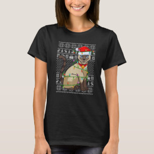 T-shirt Chaud moche style Xmas Lumières Père Noël Siamese