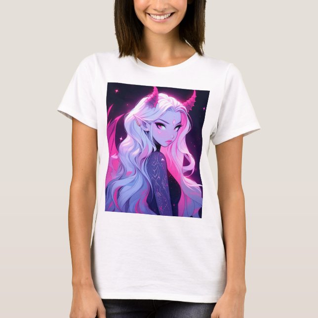 T-shirt Chaud rose Anime Girl Succubus Koakuma Little Devi (Devant)