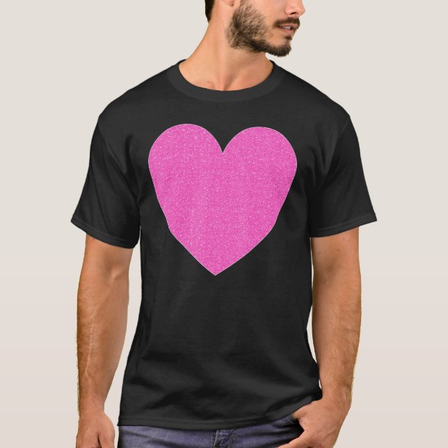 T-shirt Chaud rose en forme de coeur Amour Valentines tenu (Devant)