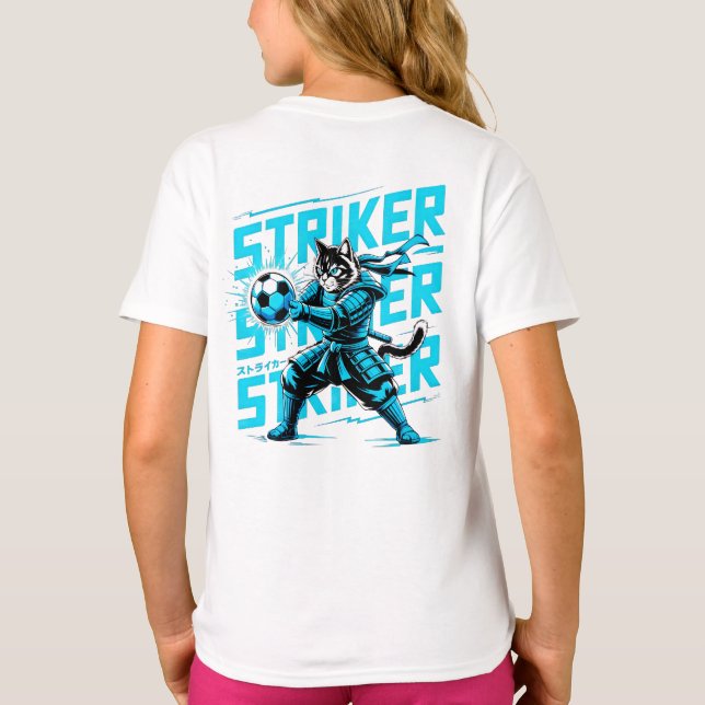 T-shirt Chaud Samouraï Chat Buteur de Foot - Cadeau pour f (Dos)