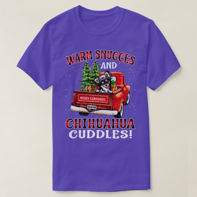 T-shirt Chaud Snuggles Et Chihuahua Bouddles Vilant Noël (Design devant)