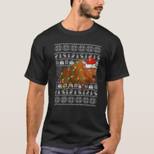 T-shirt Chaud style Xmas lights Père Noël Bison Noël