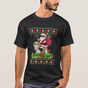 T-shirt Chaud Xmas moche style Père Noël équitation Chih T