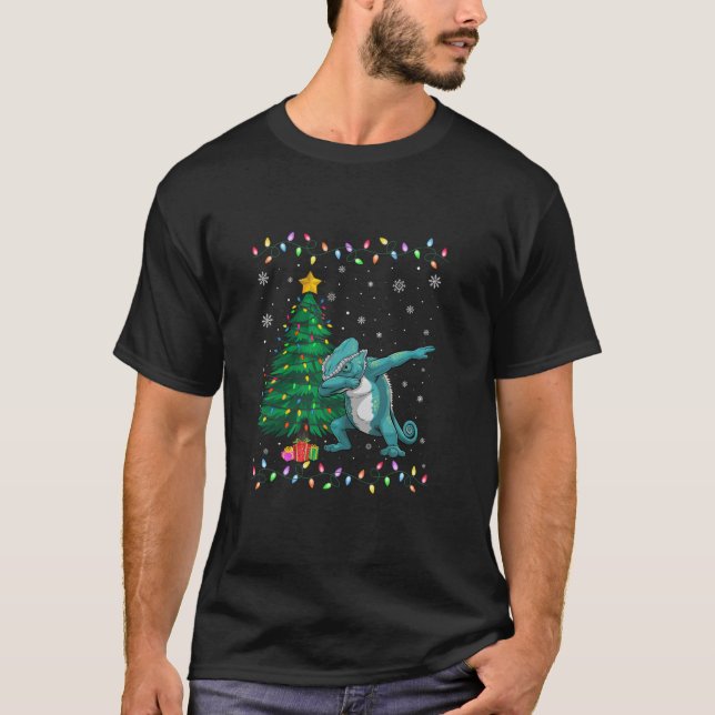 T-shirt Chauffage Chameleon Xmas Les lumières des arbres N (Devant)