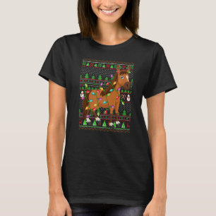 T-shirt Chauffage de Noël moche Style Éclairage Cheval Noë