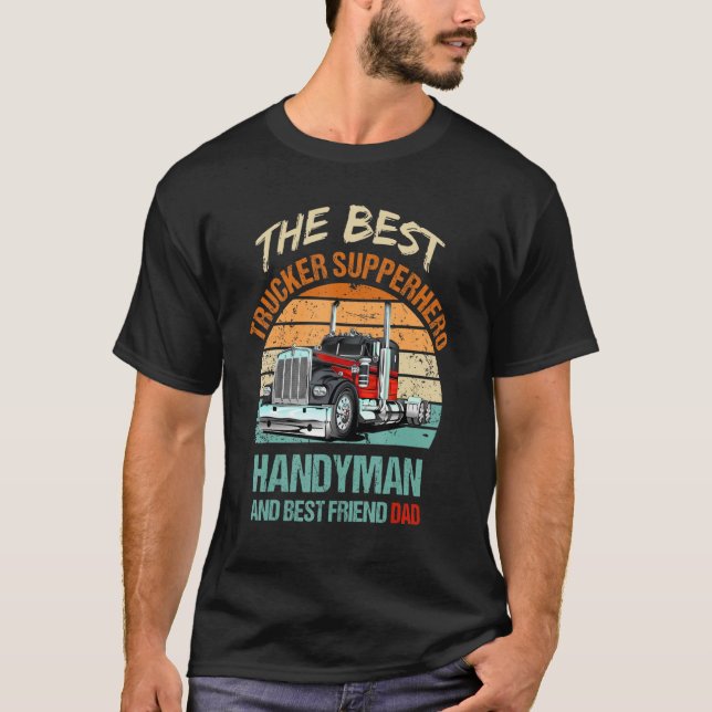 T-shirt Chauffeur Camion Le meilleur papa Handyman Superhe (Devant)