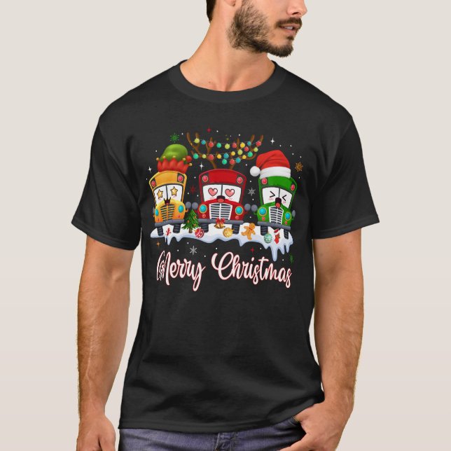 T-shirt Chauffeur de bus de l'école de Noël Joyeux (Devant)