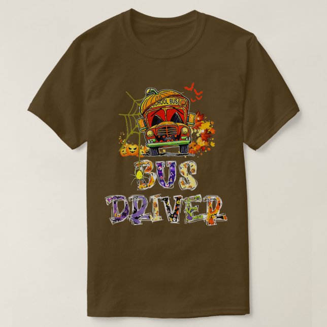 T-shirt Chauffeur de bus Ecole Bus Halloween Costume Avec  (Design devant)