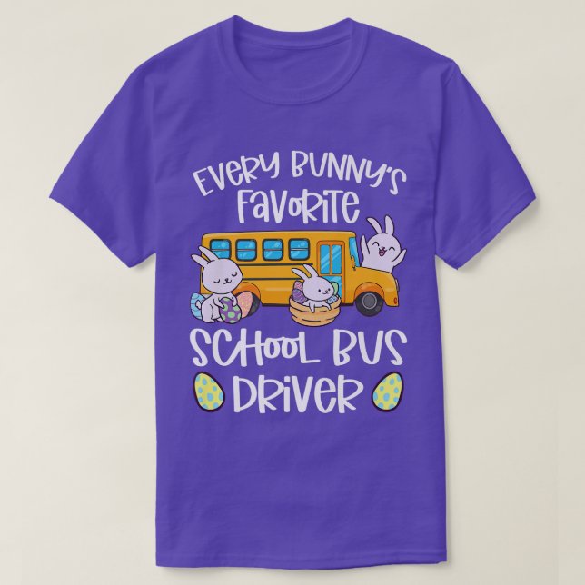 T-shirt Chauffeur de bus scolaire préféré de chaque lapin  (Design devant)