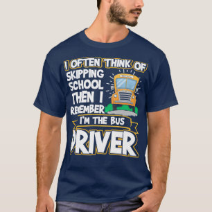 T-shirt Chauffeur de bus scolaire Ski école amusant