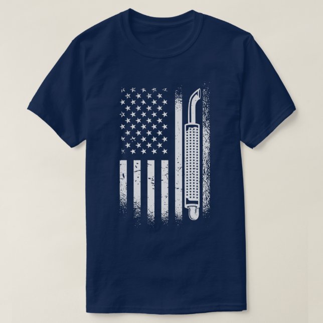 T-shirt Chauffeur de camion américain Drapeau (Design devant)