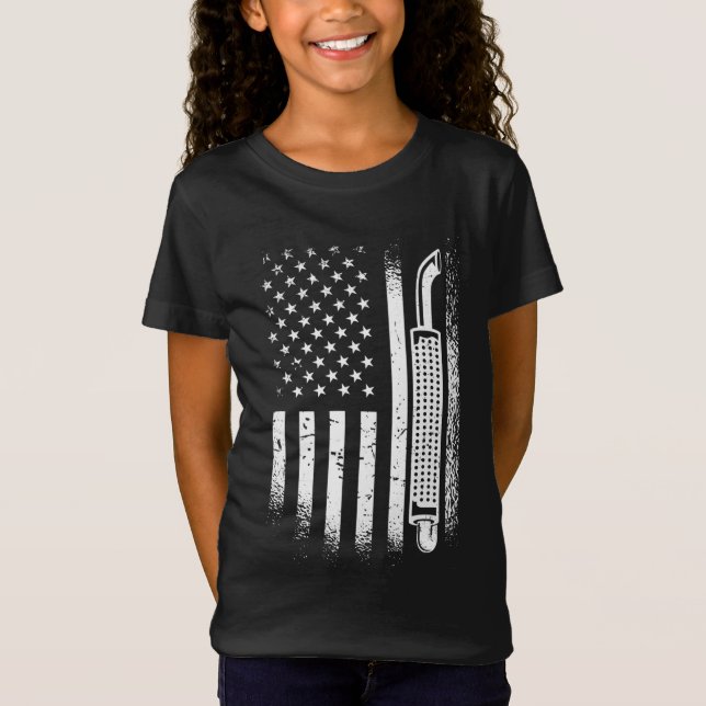 T-Shirt Chauffeur de camion américain Drapeau (Devant)