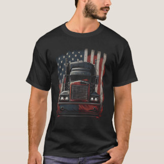 T-shirt Chauffeur de camion américain Drapeau américain