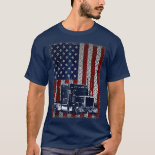 T-shirt Chauffeur de camion American Flag Trucker cadeau