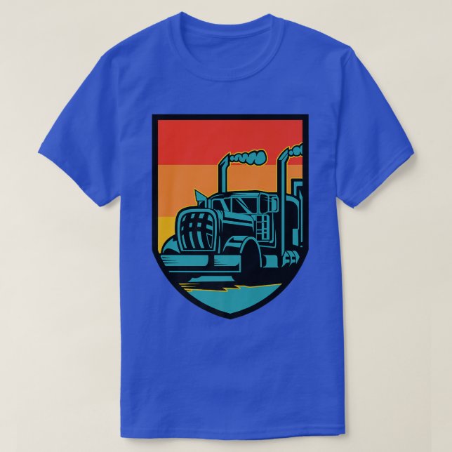T-shirt Chauffeur de camion Camion 18 Roue Rétro Sunset Sh (Design devant)