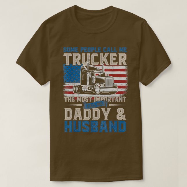 T-shirt Chauffeur de camion Camionneur Daddy Mari US Drape (Design devant)