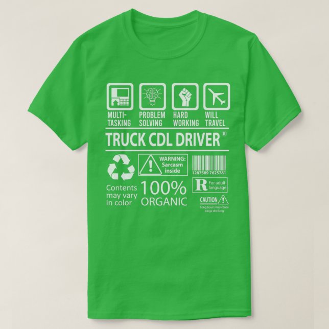 T-shirt Chauffeur de Camion Cdl Multi-Tasking Certified Jo (Design devant)