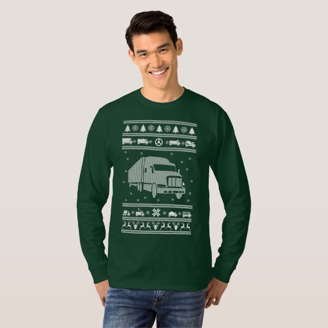 T-shirt Chauffeur de camion Douille de Noël moche (Devant entier)