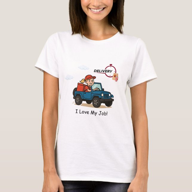 T-shirt Chauffeur de Livraison de Nourriture Rapide Dessin (Devant)