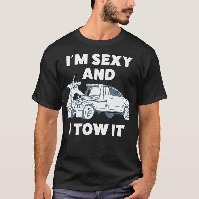 T-shirt Chauffeur Drôle De Camion De Tow Pour Hommes (Devant)