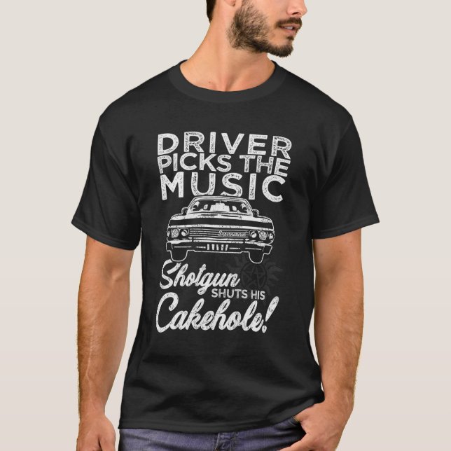 T-shirt Chauffeur surnaturel choisit de la musique (Devant)